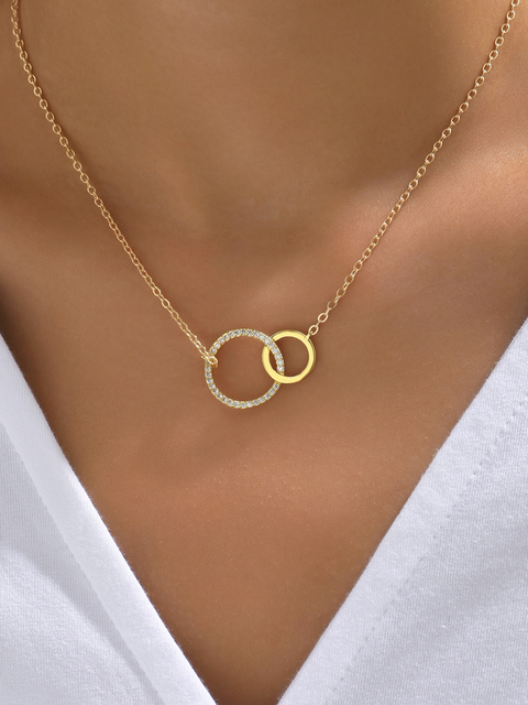 Minimalist Double Circle Pendant Necklace